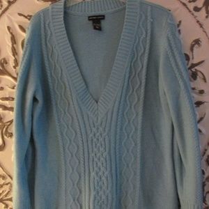 New York & Company Aqua V-Neck Sweater, Size L